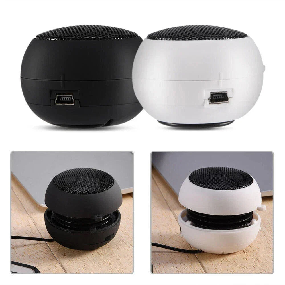 Compact spherical mini portable speaker travel available in black and white with mesh grille and usb port for box outdoor sports hifi 3d surround