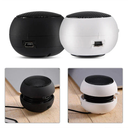 Compact spherical mini portable speaker travel available in black and white with mesh grille and usb port for box outdoor sports hifi 3d surround