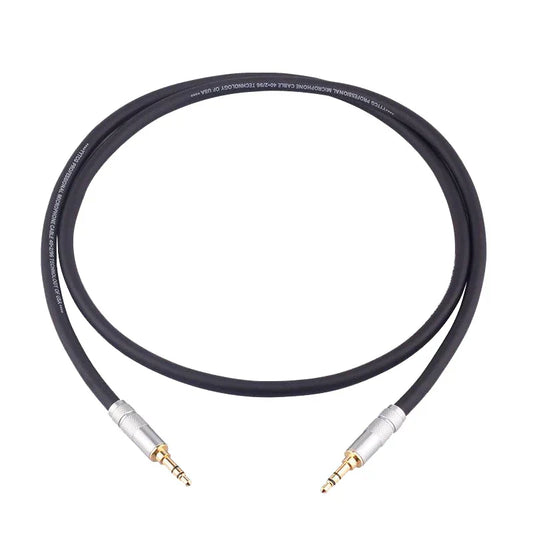 Black professional 3.5mm male audio cable with silver and gold-plated connectors aux wire cord for samsung xiaomi mp3 devices