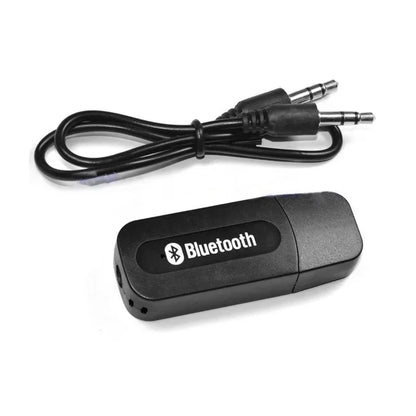 Black bluetooth usb a2dp music receiver with coiled 3.5mm aux wireless car cable for phone audio adapter