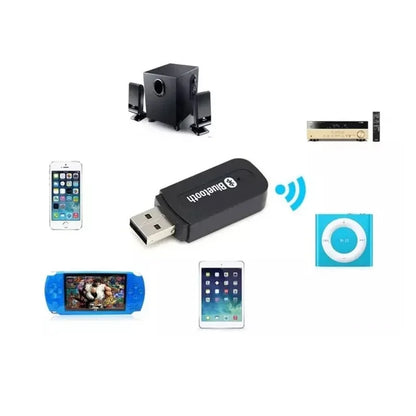 Black usb bluetooth a2dp music receiver adapter with bluetooth logo for aux wireless car audio receiver use