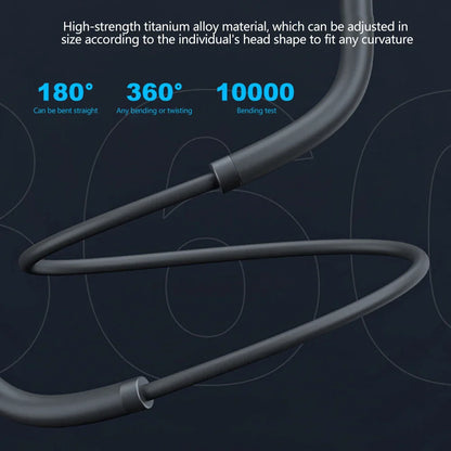 A sleek dark gray titanium alloy neckband for 3.5MM open ear air conduction headphones wired music headset ultra light