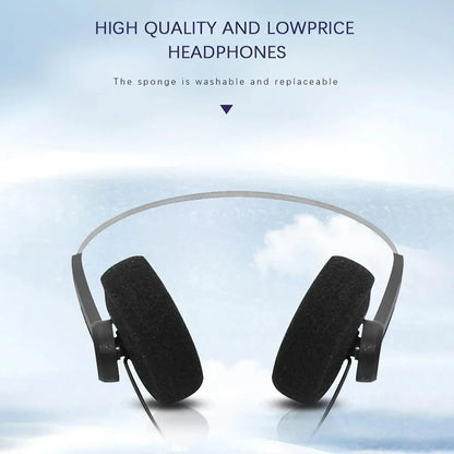 Black over-ear 3.5mm universal headphone music with replaceable sponge earcups and sports fashion noise cancelling helmet design