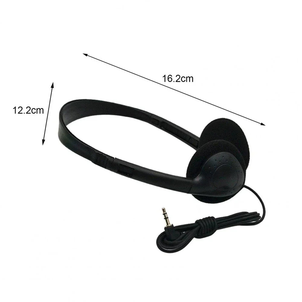 Black over-ear wired stereo headset universal with padded earcups noise canceling sports design and 35mm jack cable