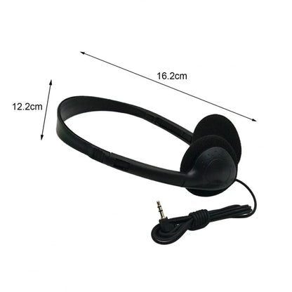 Black over-ear wired stereo headset universal with padded earcups noise canceling sports design and 35mm jack cable