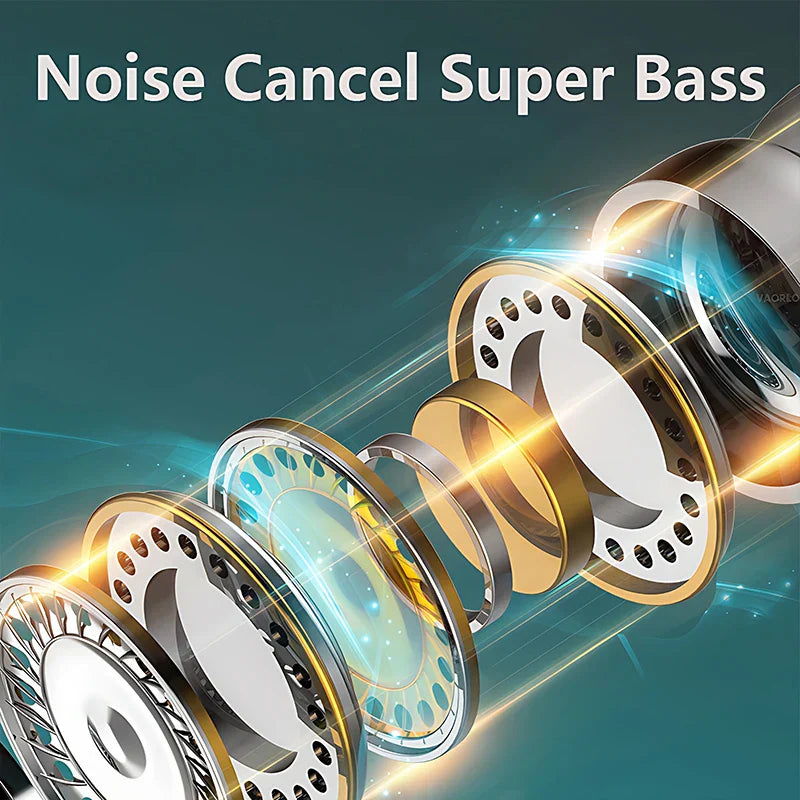 Gold and silver metallic earphone driver components with sleek circular design for hifi heavy bass music gaming headphone