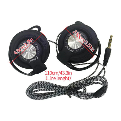 Black and silver shini q170 wired headphones hifi with adjustable ear hook and coiled braided cable for earphones music headset