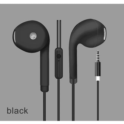 Black wired headset macaron in-ear headphone music multicolors with 3.5mm jack and microphone earphones universal