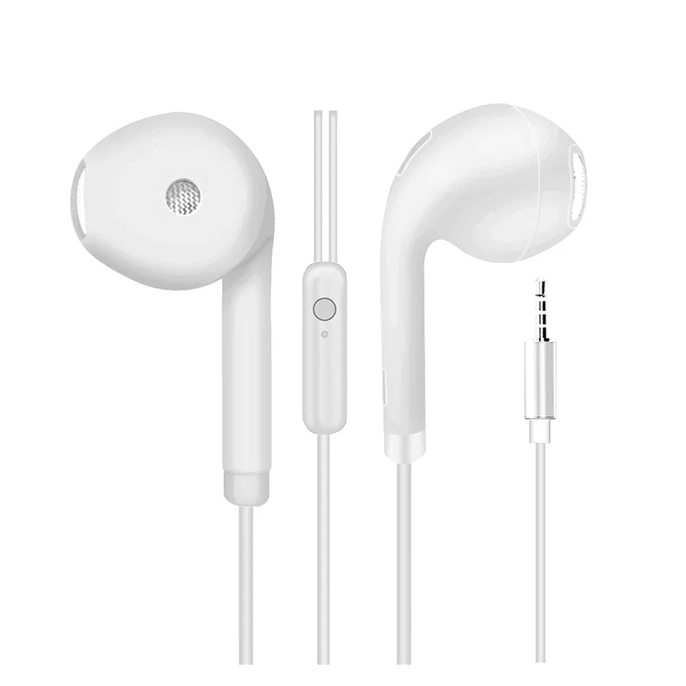 White wired headset macaron in-ear headphone music multicolors with microphone earphones universal for smartphones