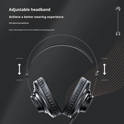 Black wired professional monitoring headphones with classic metal headband and soft padding for ear monitor music use