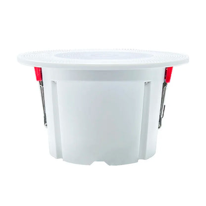 White recessed 3-inch mini waterproof ceiling speaker with circular design and red adjustment tabs player hole size 75-80mm