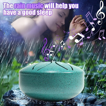 Teal speckled 3 inch steel tongue drum 6 tone handheld instrument ideal musical gift for meditation and yoga