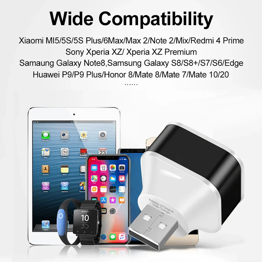 Black and white usb wall charger with sleek design 3 port hub quick charge expander phone tablet usb splitter adapter