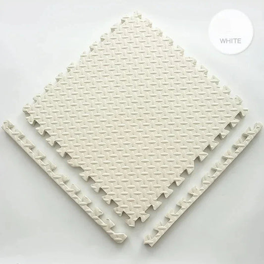 White interlocking floor mat with diamond-patterned texture made of eva for baby mat eva and fitness floor mat use