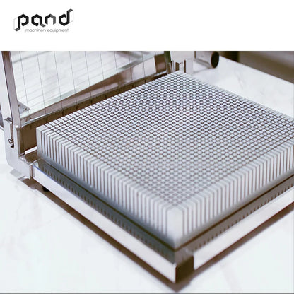 Silver metallic grid-patterned chocolate double guitar cutter ganache cake cutting machine with industrial design