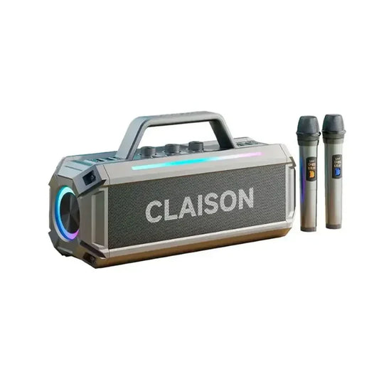 Gray and black claison 300w high-power bluetooth speaker outdoor with led lighting accents and box portable subwoofer design