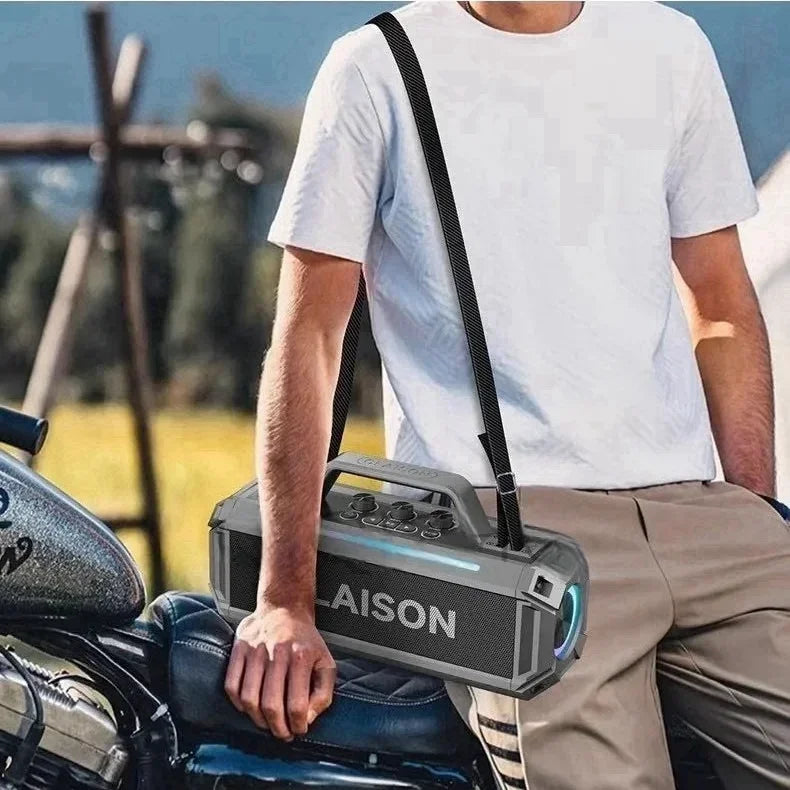 Gray and black laison 300w high-power bluetooth speaker outdoor waterproof portable subwoofer with rugged design