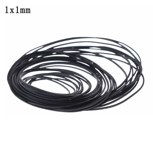 Coiled black rubber band 1x1mm diameter for 30pcs mix cassette tape recorder turntable and cd-rom video machines use