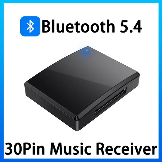 Black rectangular 30pin bluetooth 5.4 receiver a2dp avrcp mini wireless audio adapter with blue led for pin analog speaker