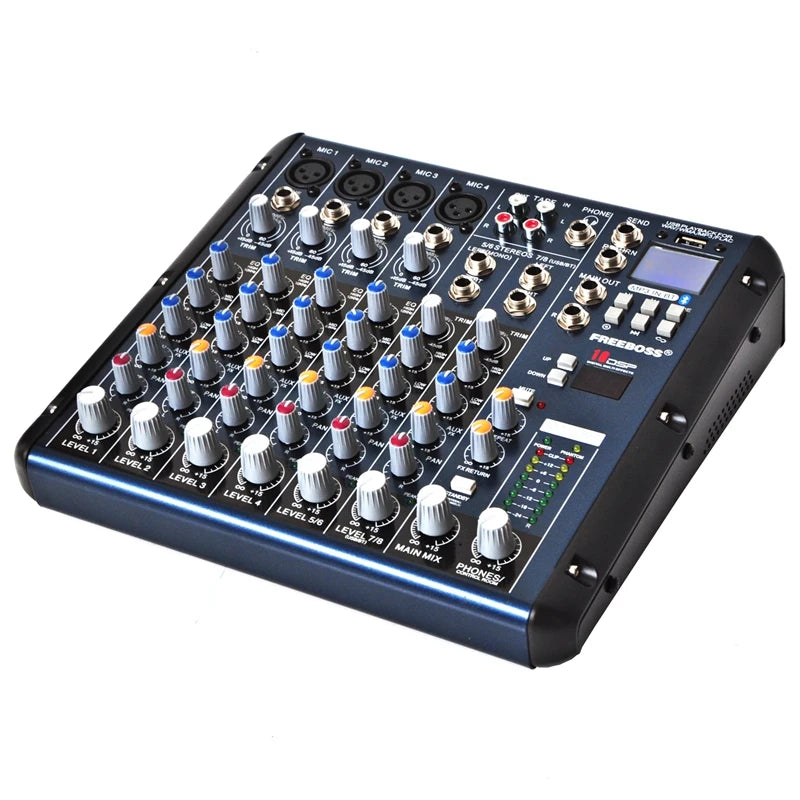FREEBOSS 6 8 Channels Mixing Console 2 Stereo 16 DSP Professional Audio Mixer USB Record Bluetooth DJ Karaoke Sound Table SMR6/8