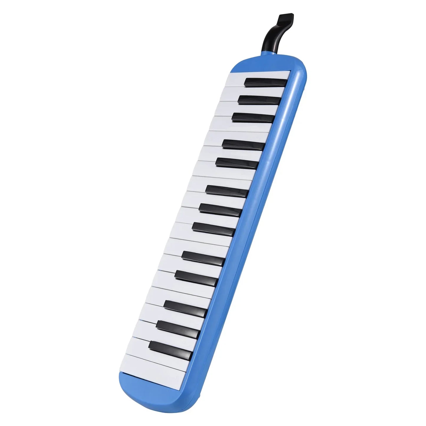 Blue plastic keys melodica instrument with 32 keys soft blow pipe and pipe blowing nozzles for wind playing