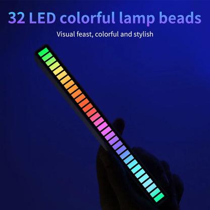 A sleek black 32led strip lights with 32 colorful beads for ambient lamp atmosphere and control pickup rhythm use