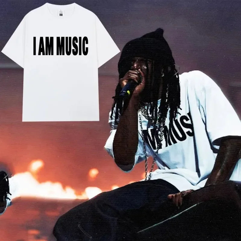 Hip-hop singer Playboi Carti's same-style "I AM MUSIC" print children's family T-shirt. Fashionable hip-hop "opium" T-shirt. Lar