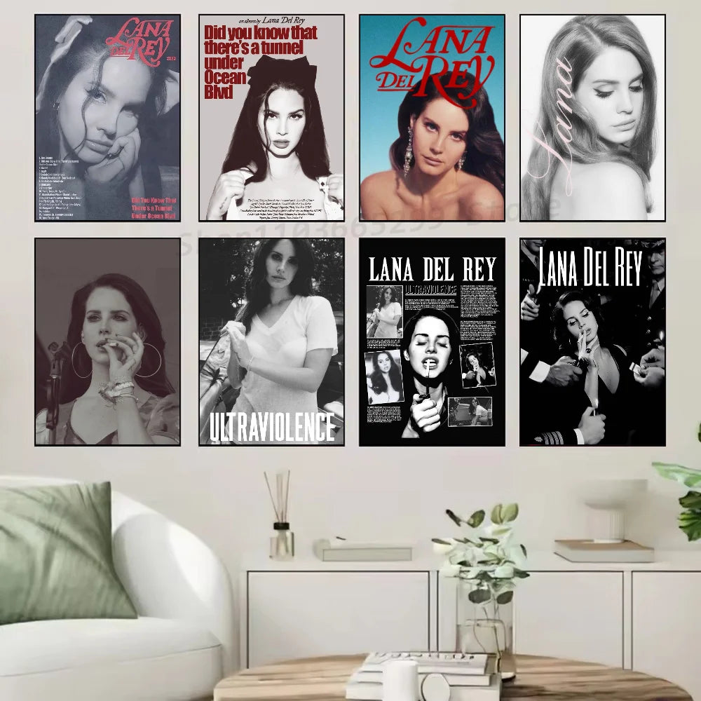 1pc Black And Pink Lana Del Rey Poster Self-adhesive Art Waterproof Paper Sticker Coffee House Bar Room Wall Decor