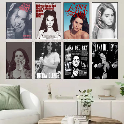 1pc Black And Pink Lana Del Rey Poster Self-adhesive Art Waterproof Paper Sticker Coffee House Bar Room Wall Decor