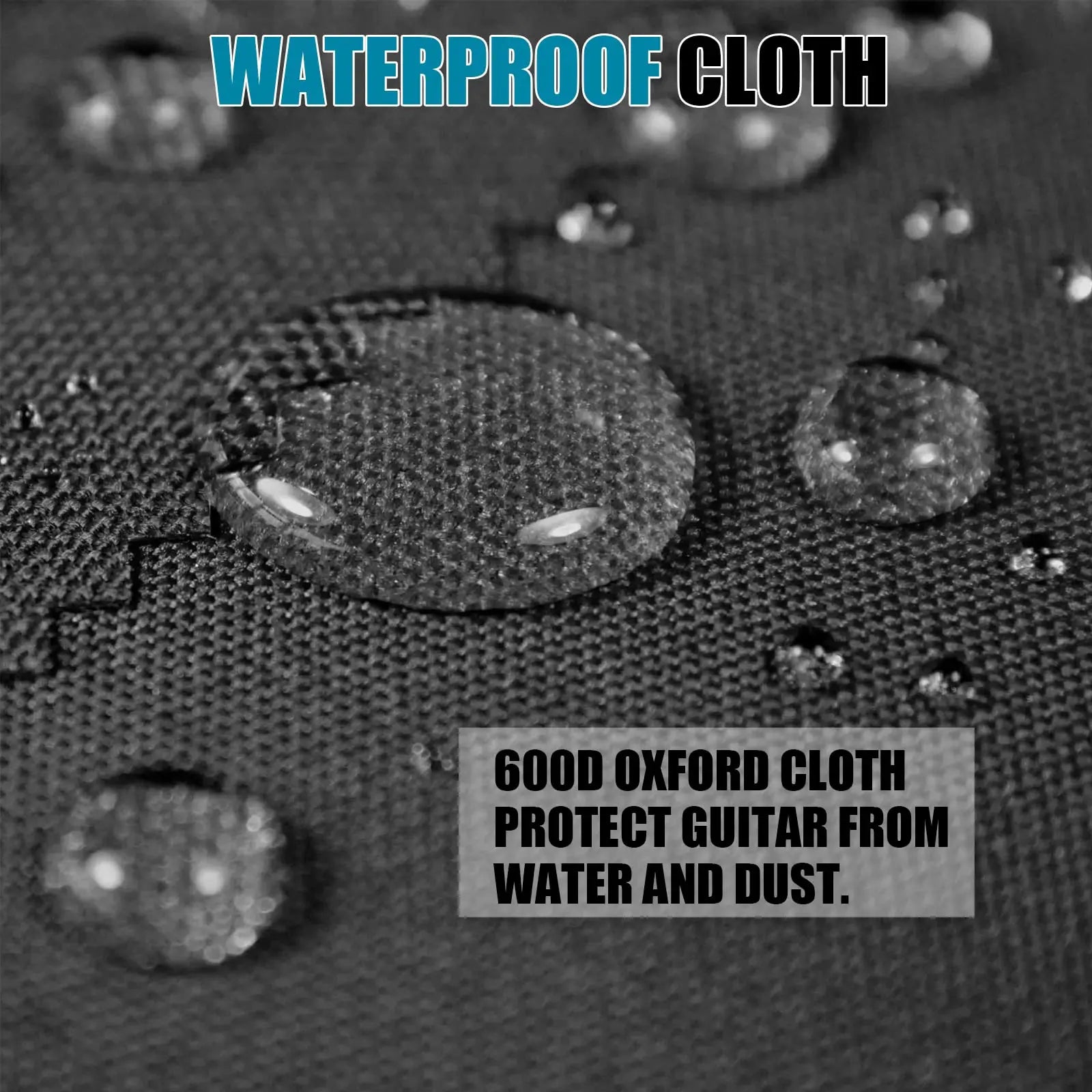 Durable black waterproof oxford cloth acoustic guitar bag with sponge padding water resistance for bass guitar case protection