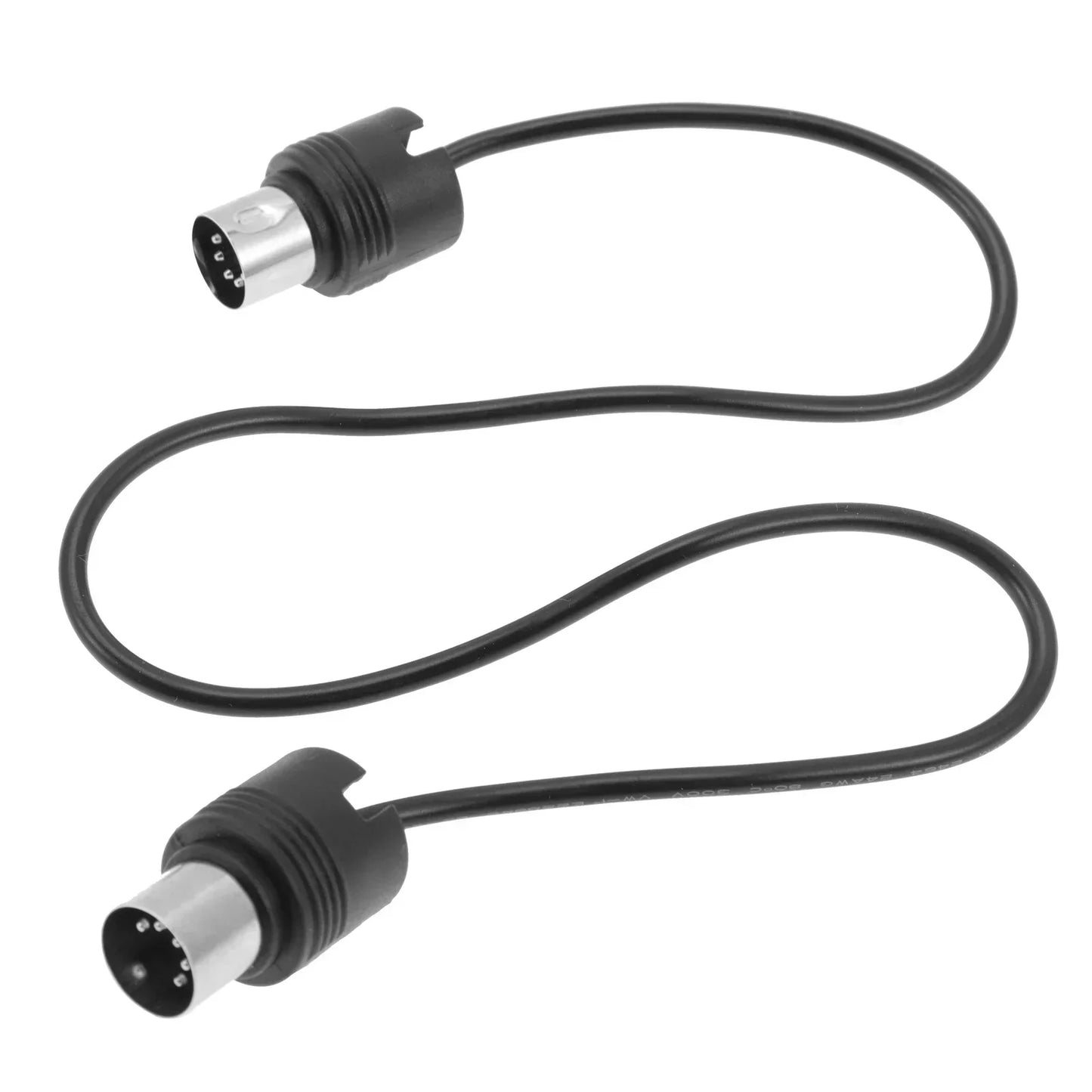 Black 9-pin male to male midi cable with metallic connectors for piano keyboard effector and sound card transmission extension cord