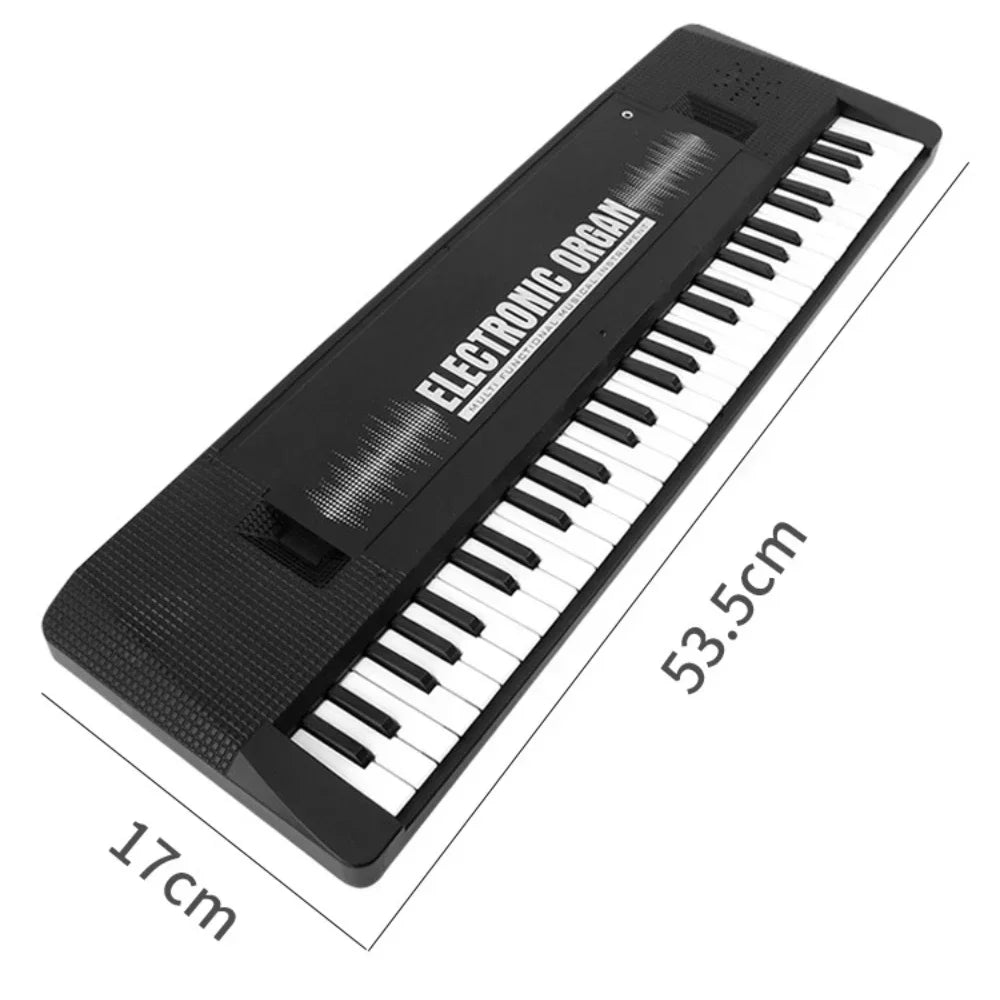Black electronic organ digital piano keyboard with white and black keys textured surface learning instrument educational gift