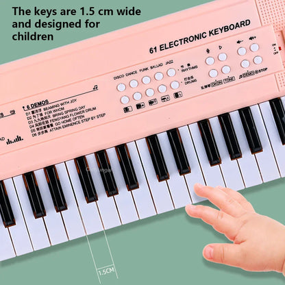 Pink 37 keys electronic piano keyboard with microphone rechargeable education feature for musical instrument gifts