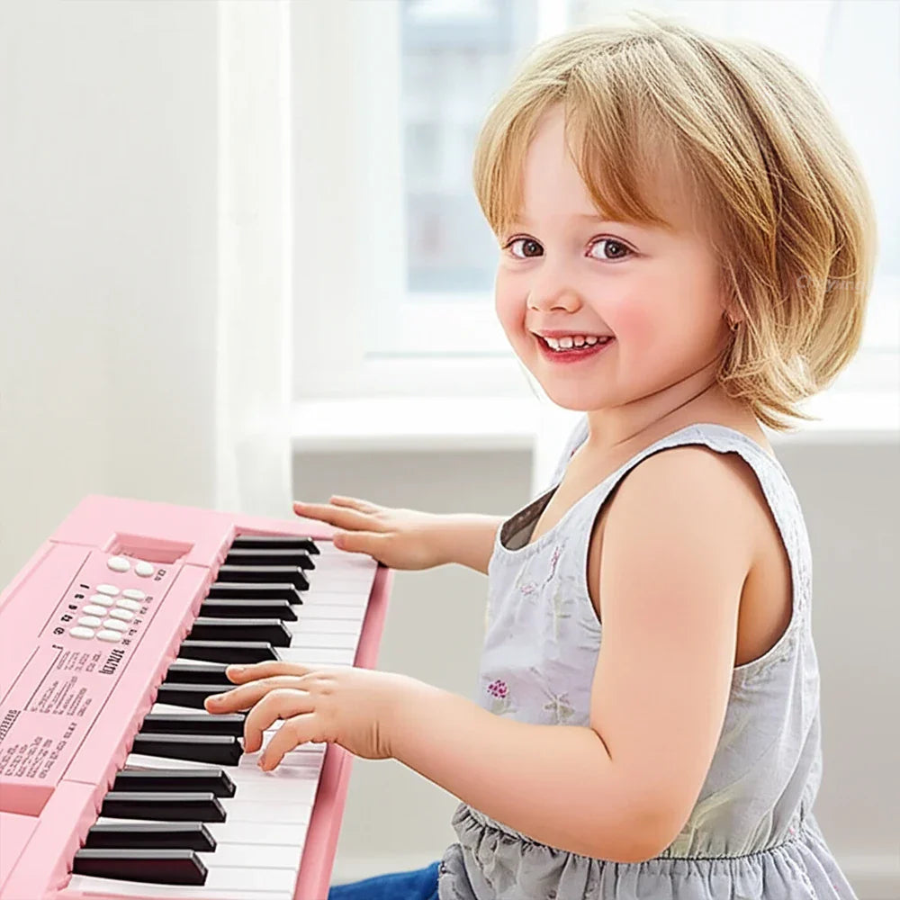 Pink 37 key children’s electronic piano keyboard with microphone rechargeable education musical instrument gifts