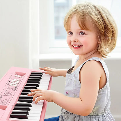 Pink 37 keys kids electronic piano with black and white keys and microphone educational toys for boys girls birthday gift