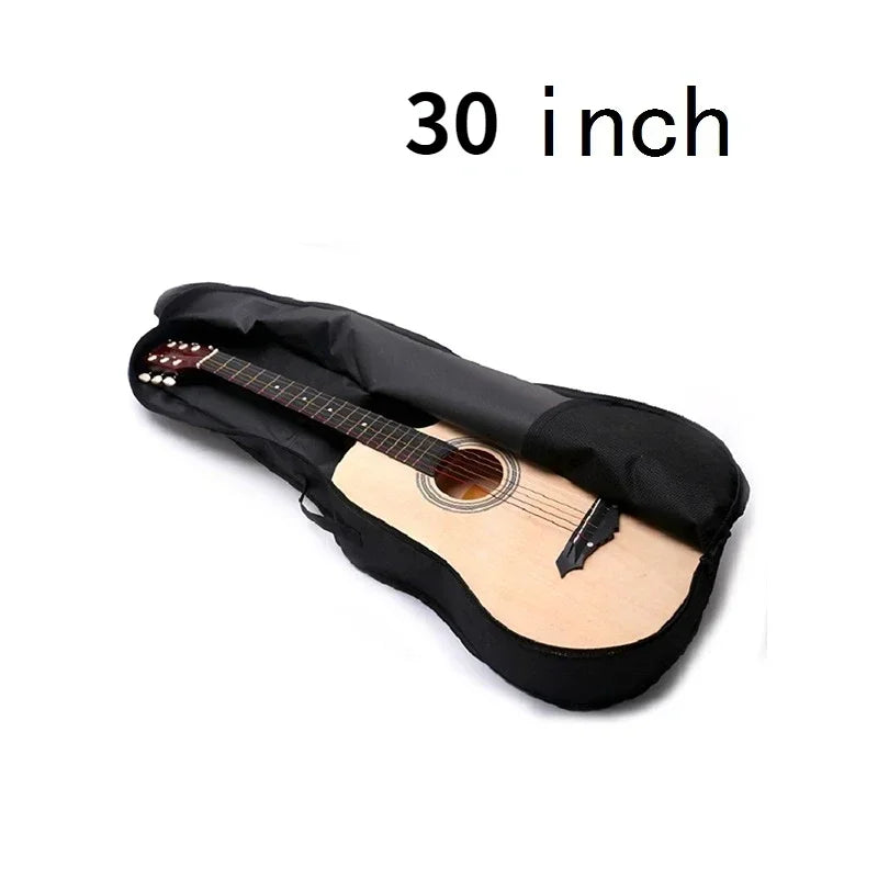 Black 30-inch padded acoustic guitar case with light wood finish instrument inside inch oxford fabric waterproof bag