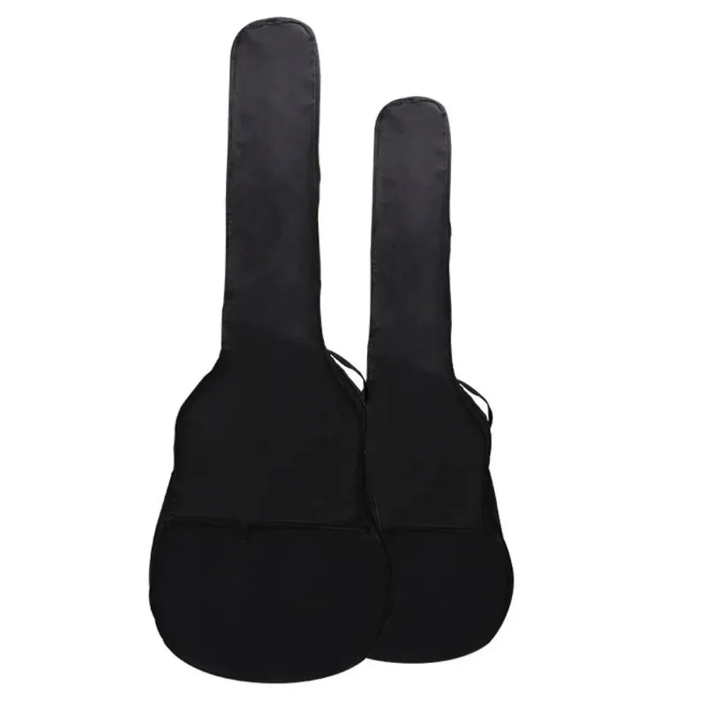 Black 38 and 41 inch oxford fabric guitar bags with padded acoustic guitar protection and waterproof design