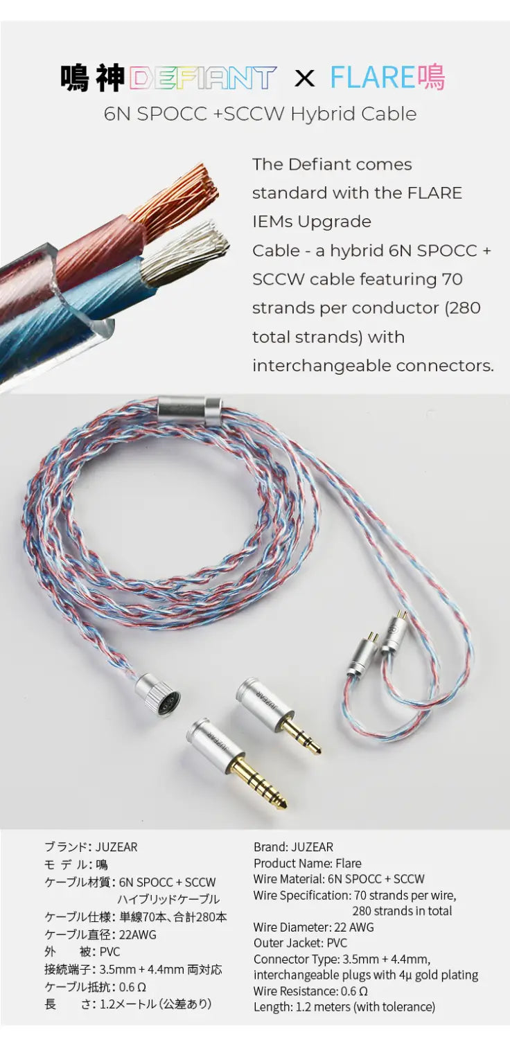 JUZEAR x Z Reviews Defiant 1DD + 3BA Hybrid In-ear Earphones 3-Way Crossover HiFi Headset with 3.5 + 4.4mm Replaceable Plugs Cable
