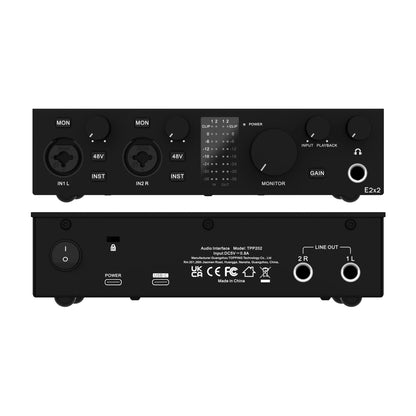 TOPPING E2x2 professional audio interface computer phone singing live streaming sound card recording mixing 2in 2out