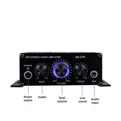 12V 400W Stereo Mini Amplificador Audio Power Amplifier HIFI 2CH Audio Music Player Stereo Audio Amplifier for Mic Car Home