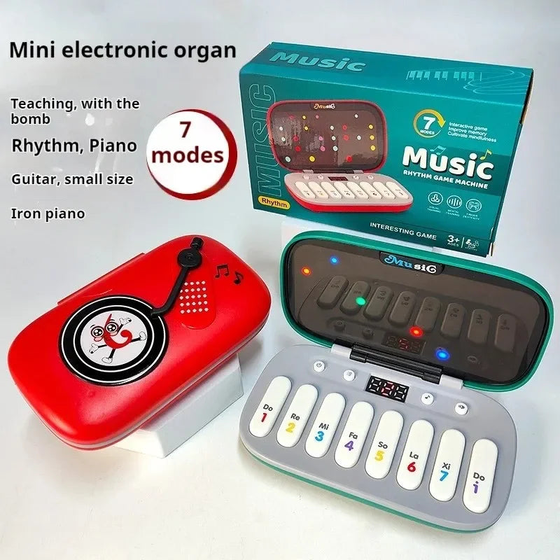 Electronic Music Rhythm Puzzle Game Machine Montessori Pockets Travel Toy Light up Educational Sensory Fast Push Electronic Organ