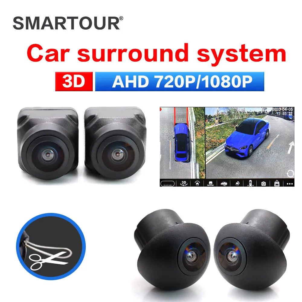 Black smartour 3d car 1080p 720p ahd 360 degree camera panoramic surround view system for android auto radio