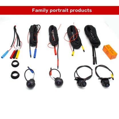 Black spherical 3d car degree camera panoramic units with wiring for android auto radio panoramic surround view system