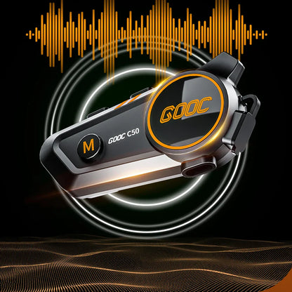 Black and orange gooc c50 bass motorcycle helmet headset stereo bluetooth with 3d surround heavy bass and tri-color light