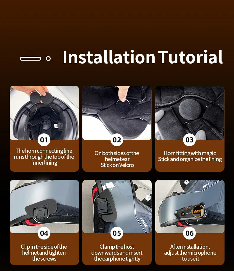 Black bass motorcycle helmet with integrated headset stereo bluetooth and adjustable microphone for hands free calls