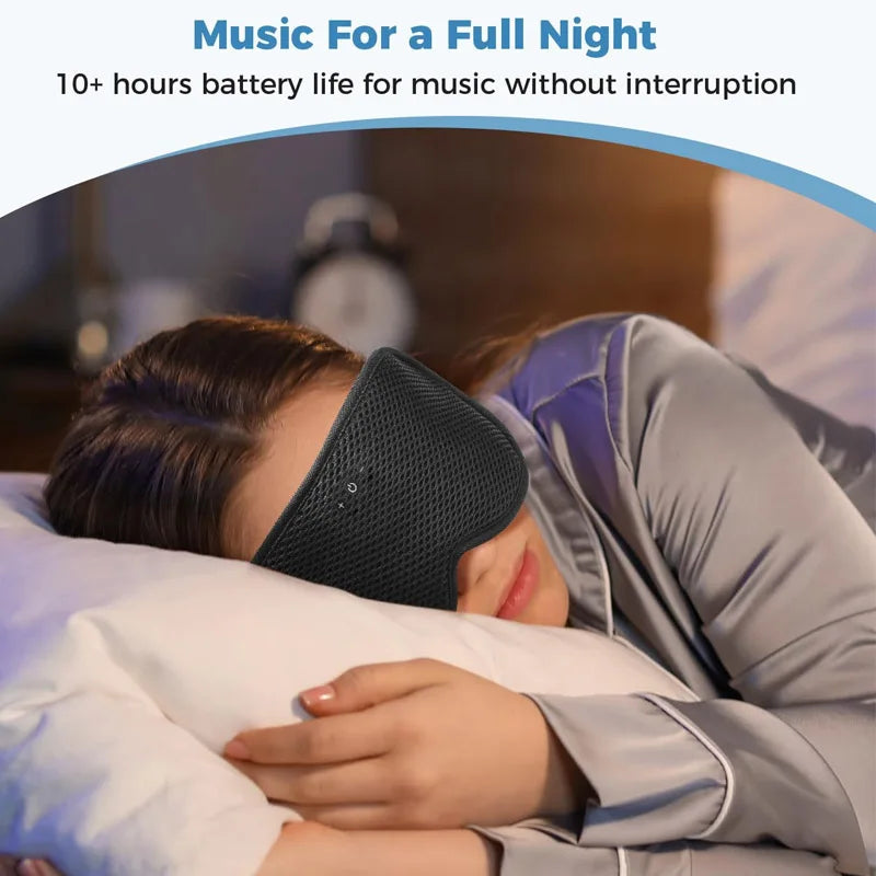 Black mesh wireless sleeping headphones with built-in speaker soft washable sleeping headphones blindfold earphones adjustable