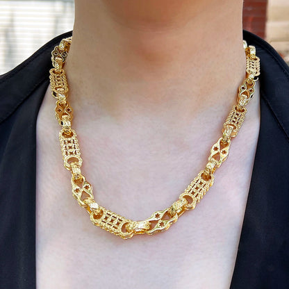 Men's Hip Hop Necklace Chain Gold Silver Color 10mm 18K Plated Copper Cuban Link Fashion Punk Jewelry For Gift