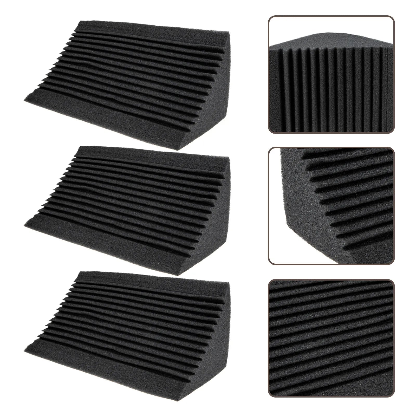 Black foam wedge-shaped 3pcs sound insulation corner bass trap acoustic panels sound absorbing wall tiles
