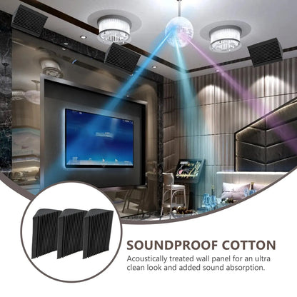 Black ribbed soundproof cotton wall panels 3pcs sound insulation corner bass trap acoustic panels sound for studio