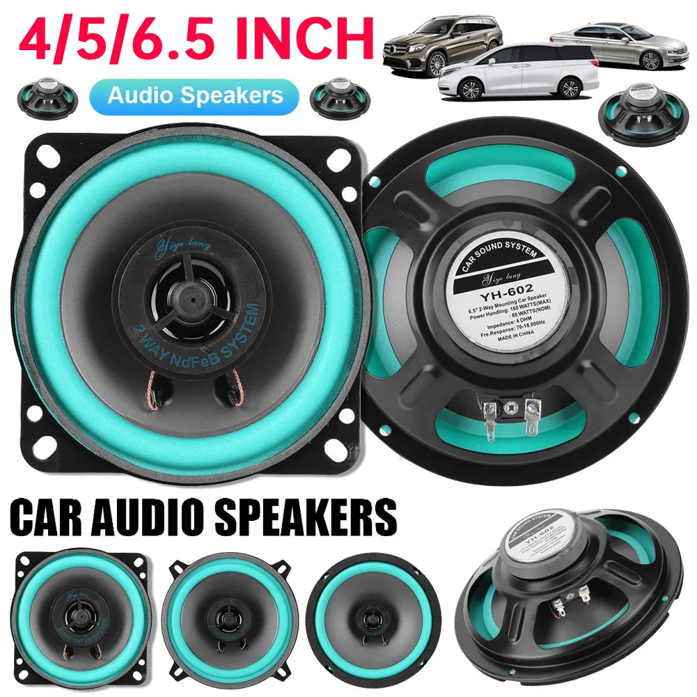 Teal and black 4 to 6.5 inch car audio speakers with 2-way nafeb hiFi coaxial subwoofer for automotive music